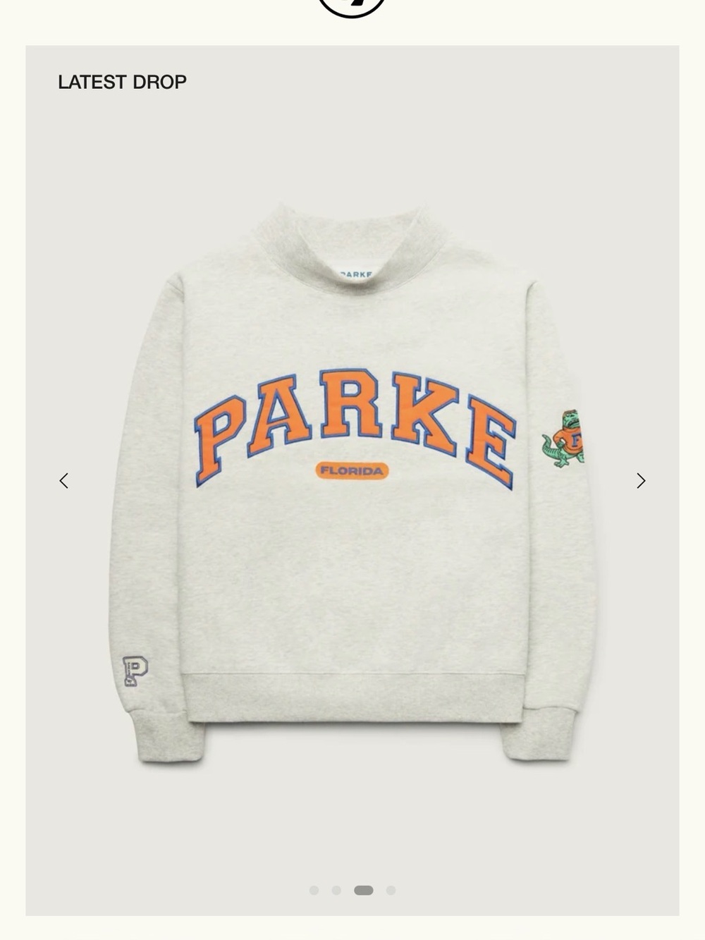 Parker Crewneck Sweatshirt in Light Gray with Orange and Blue Logo